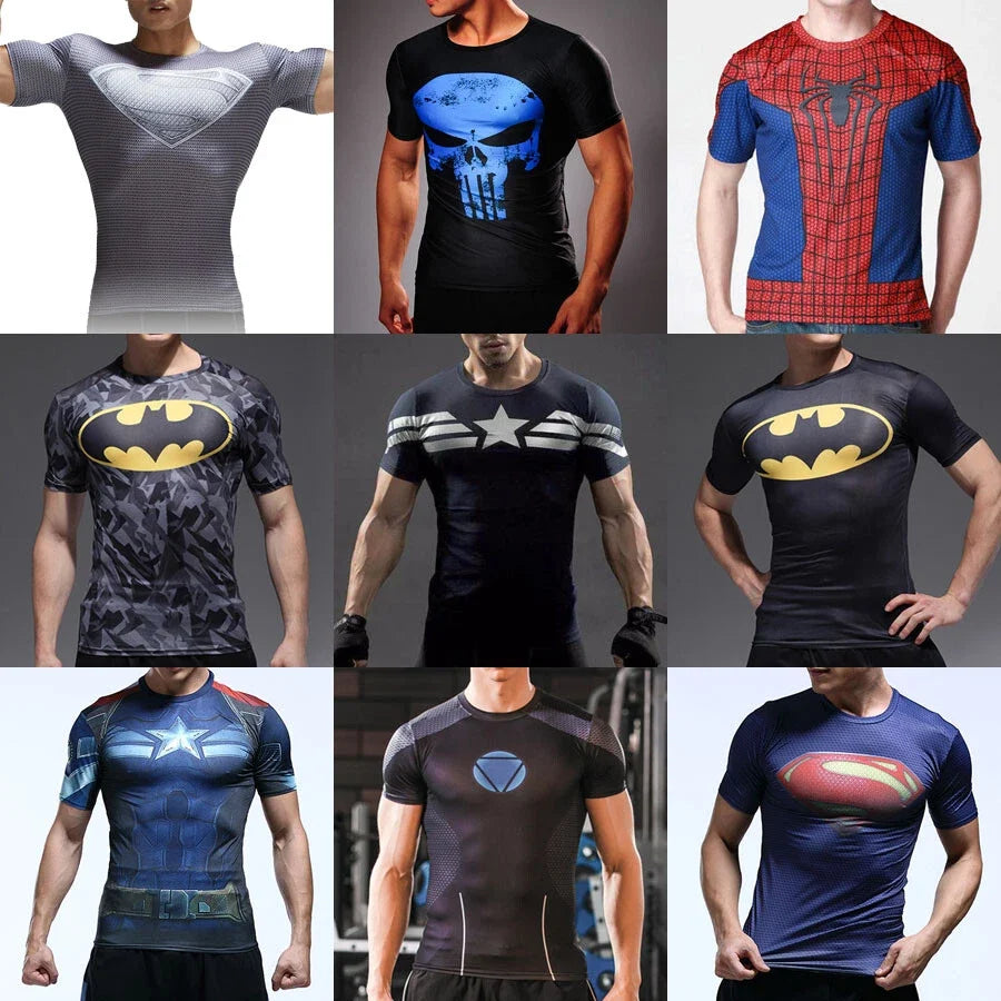 Comics SUPERHERO Mens Short Sleeve T-Shirt Sports Tops Biker Casual Shirt Running Top Unisex T-shirt, Sweatshirt, Hoodie, Long Sleeve Tee - T-Shirt, Sweatshirt, Hoodie