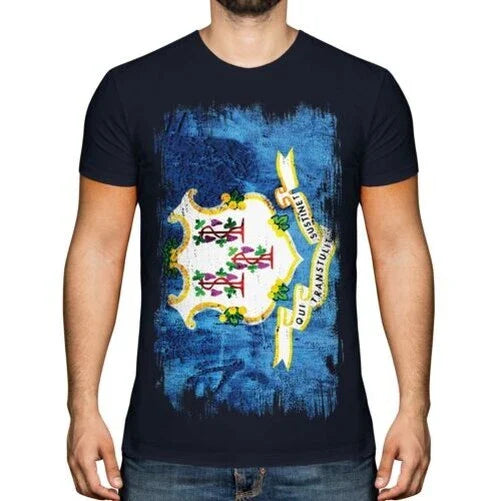 Connecticut State Grunge Flag Mens T-Shirt Connecticuter T-Shirt Unisex T-shirt, Sweatshirt, Hoodie, Long Sleeve Tee - T-Shirt, Sweatshirt, Hoodie