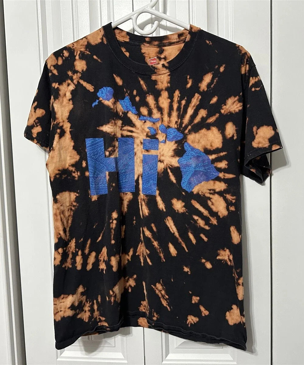 Hanes T Shirt Mens Tie Dye Medium Hawaiian Islands Hawaii Boho Vacation Summer Unisex T-shirt, Sweatshirt, Hoodie, Long Sleeve Tee - T-Shirt, Sweatshirt, Hoodie