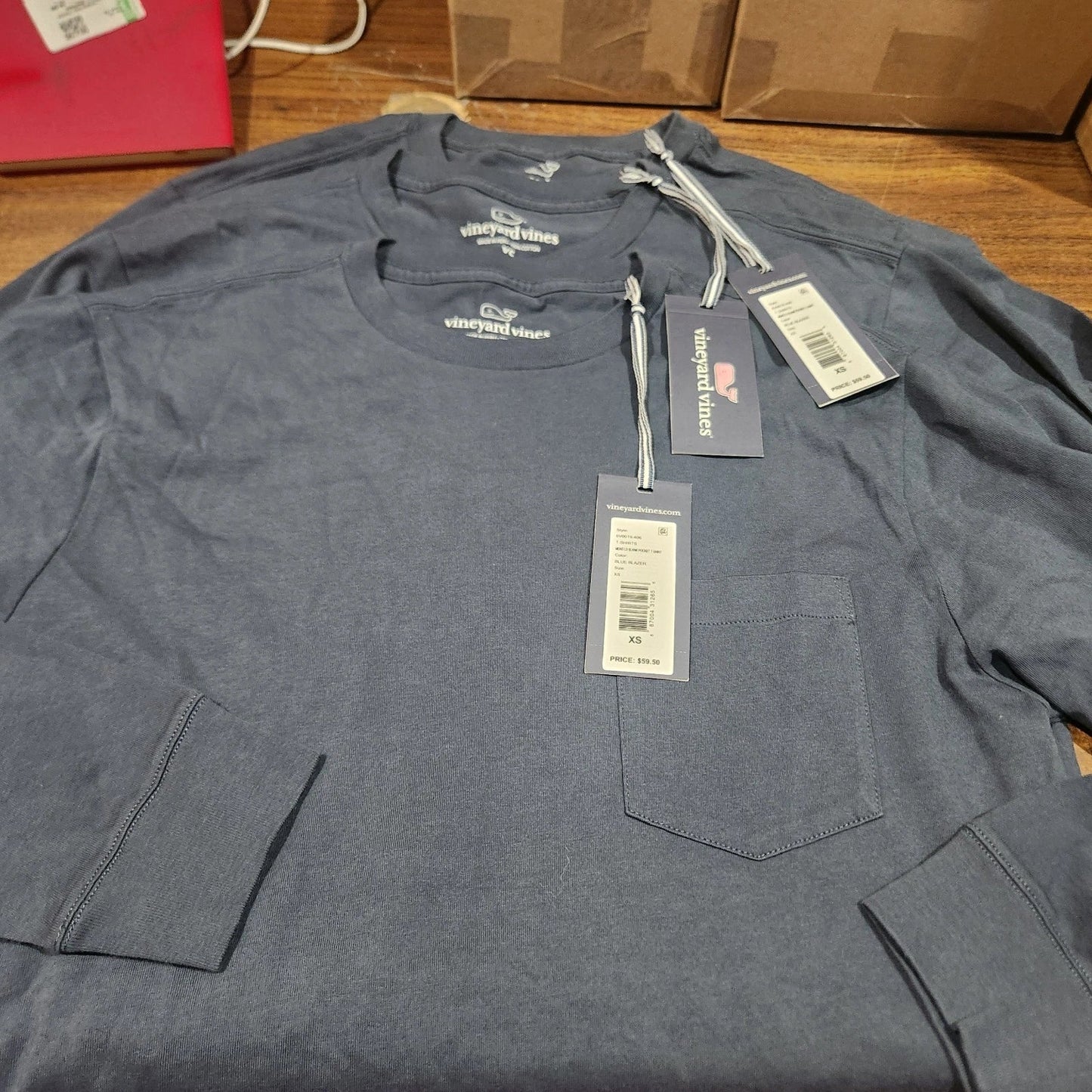 NEW W/ Tags Vineyard Vines Sz XS Long Sleeve Pocket T-Shirt Lot of 3 Navy Blue Unisex T-shirt, Sweatshirt, Hoodie, Long Sleeve Tee - T-Shirt, Sweatshirt, Hoodie