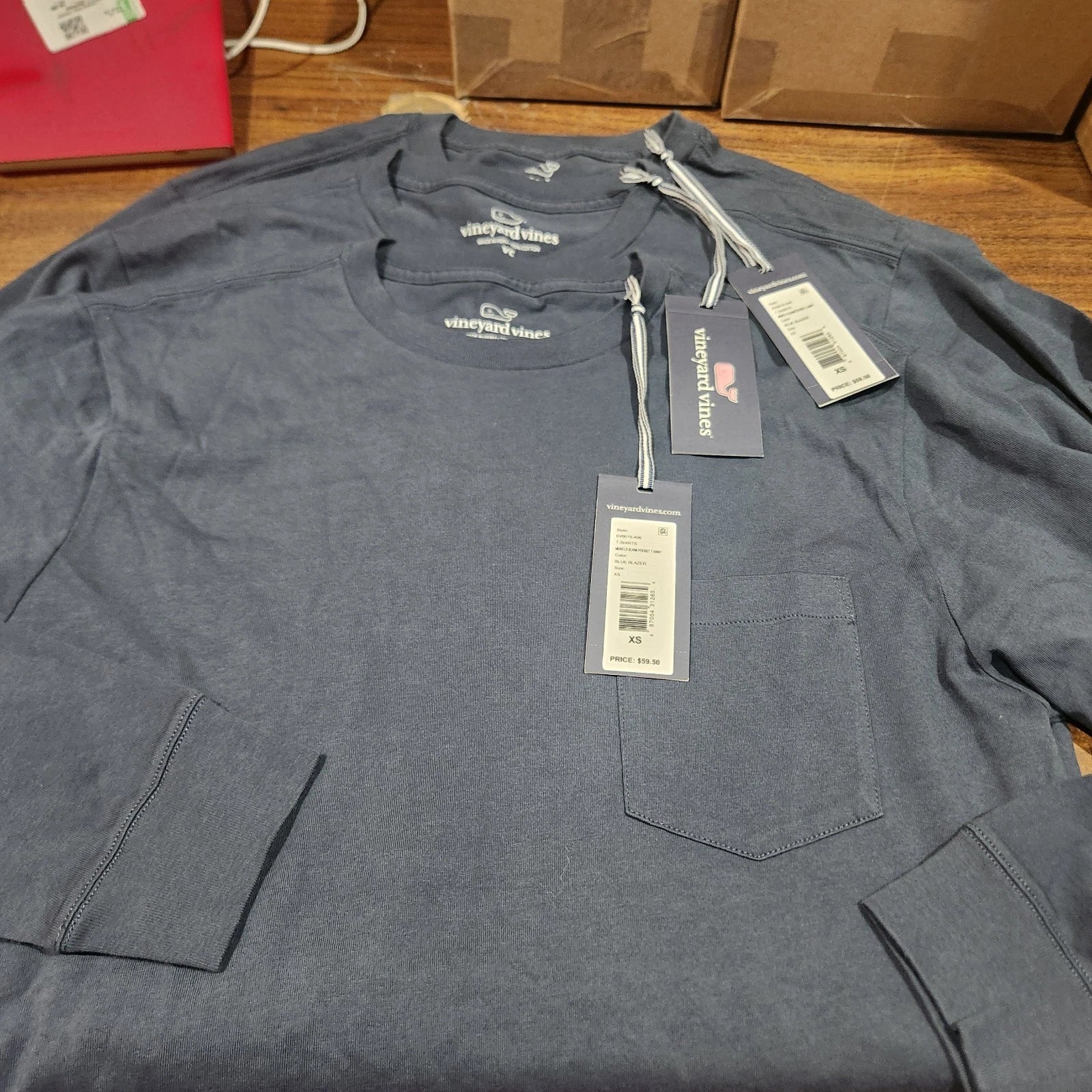 NEW W/ Tags Vineyard Vines Sz XS Long Sleeve Pocket T-Shirt Lot of 3 Navy Blue Unisex T-shirt, Sweatshirt, Hoodie, Long Sleeve Tee - T-Shirt, Sweatshirt, Hoodie