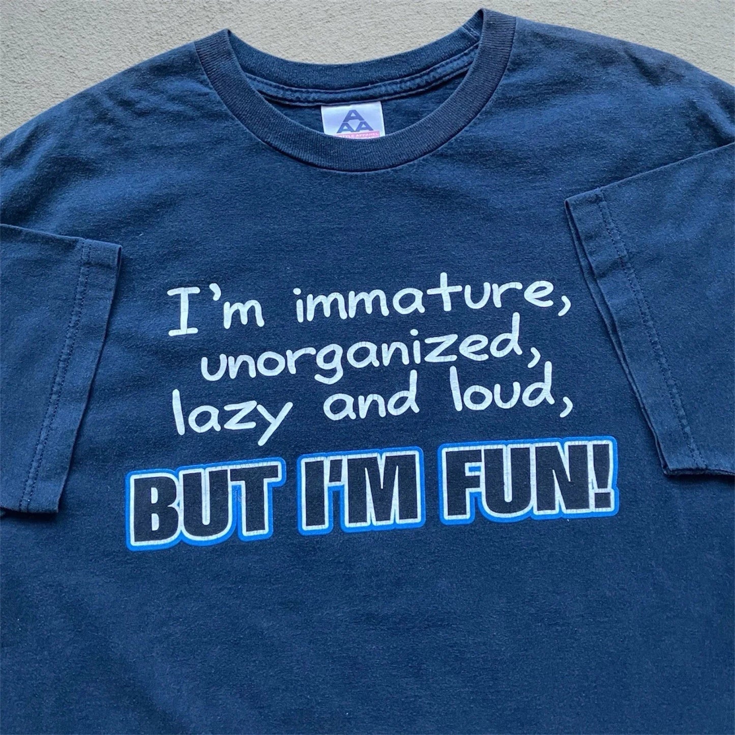 Vintage Y2K Quote Tee Shirt Comedy Humor Text Immature But Im Fun XL Navy VTG Unisex T-shirt, Sweatshirt, Hoodie, Long Sleeve Tee - T-Shirt, Sweatshirt, Hoodie
