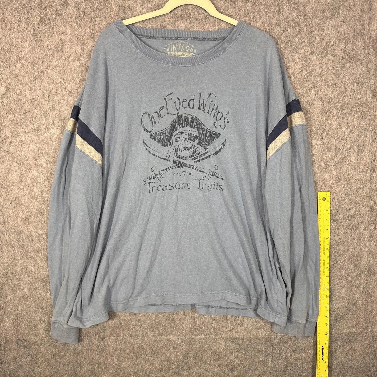 One Eyed Willy's Treasure Trails Shirt Mens 3XL Blue Pirate Graphic Y2K 00s Unisex T-shirt, Sweatshirt, Hoodie, Long Sleeve Tee - T-Shirt, Sweatshirt, Hoodie