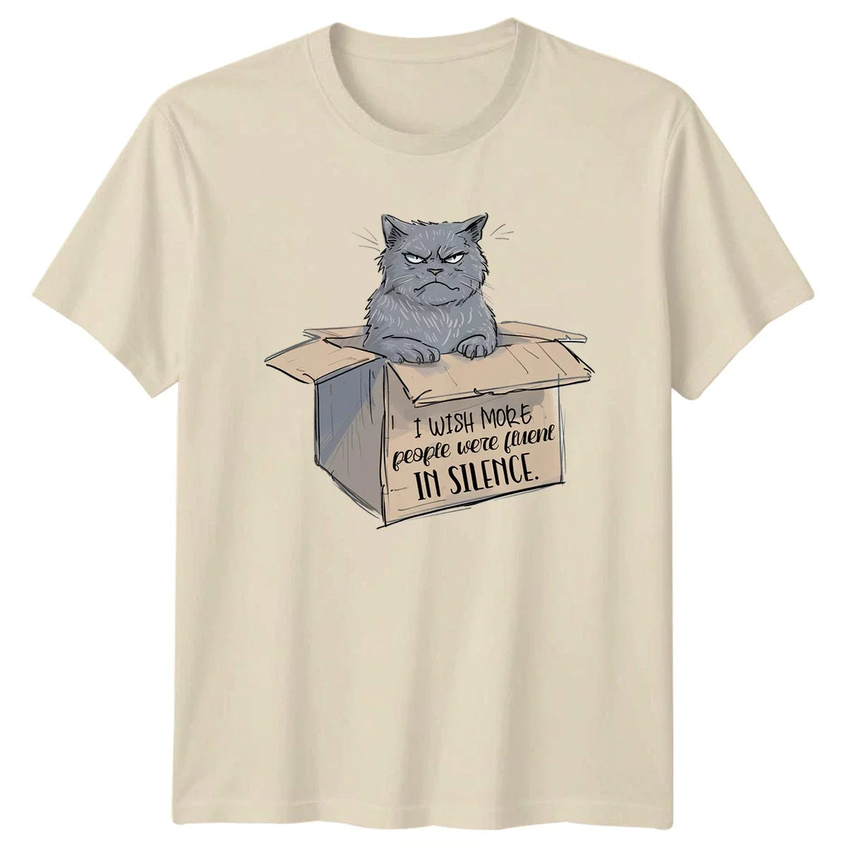 I Wish More People Were Fluent T-Shirt Introvert Cat Humor Novelty Unisex T-shirt, Sweatshirt, Hoodie, Long Sleeve Tee - T-Shirt, Sweatshirt, Hoodie