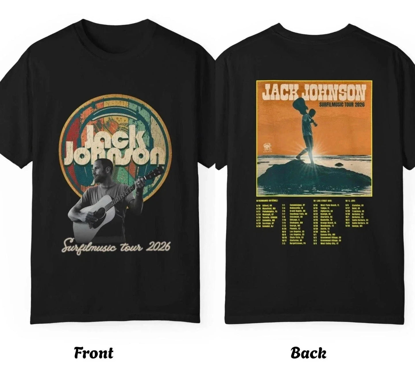 Jack Johnson SURFILMUSIC Tour Cotton T Shirt Full Size Unisex T-shirt, Sweatshirt, Hoodie, Long Sleeve Tee - T-Shirt, Sweatshirt, Hoodie
