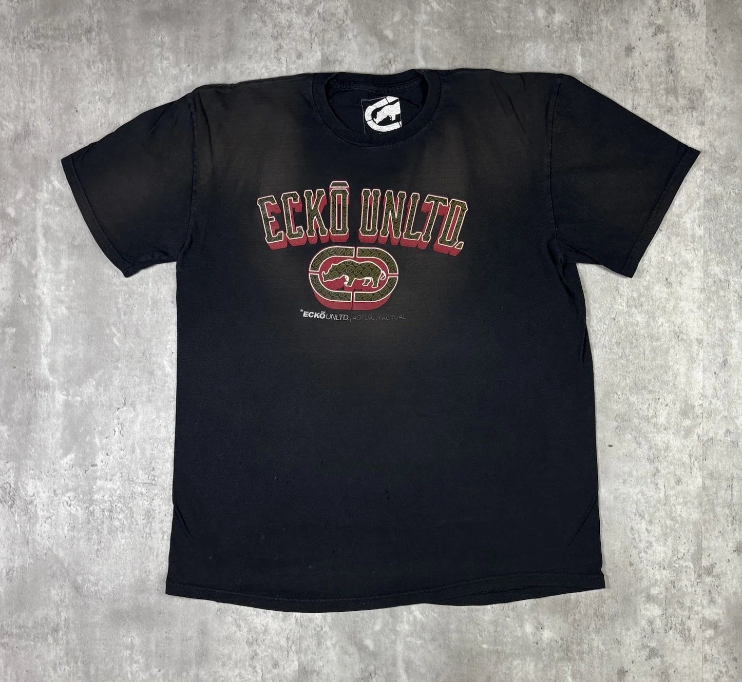 Y2K Ecko Unltd T Shirt Black Sun Faded Distressed Adult size Large Unisex T-shirt, Sweatshirt, Hoodie, Long Sleeve Tee - T-Shirt, Sweatshirt, Hoodie