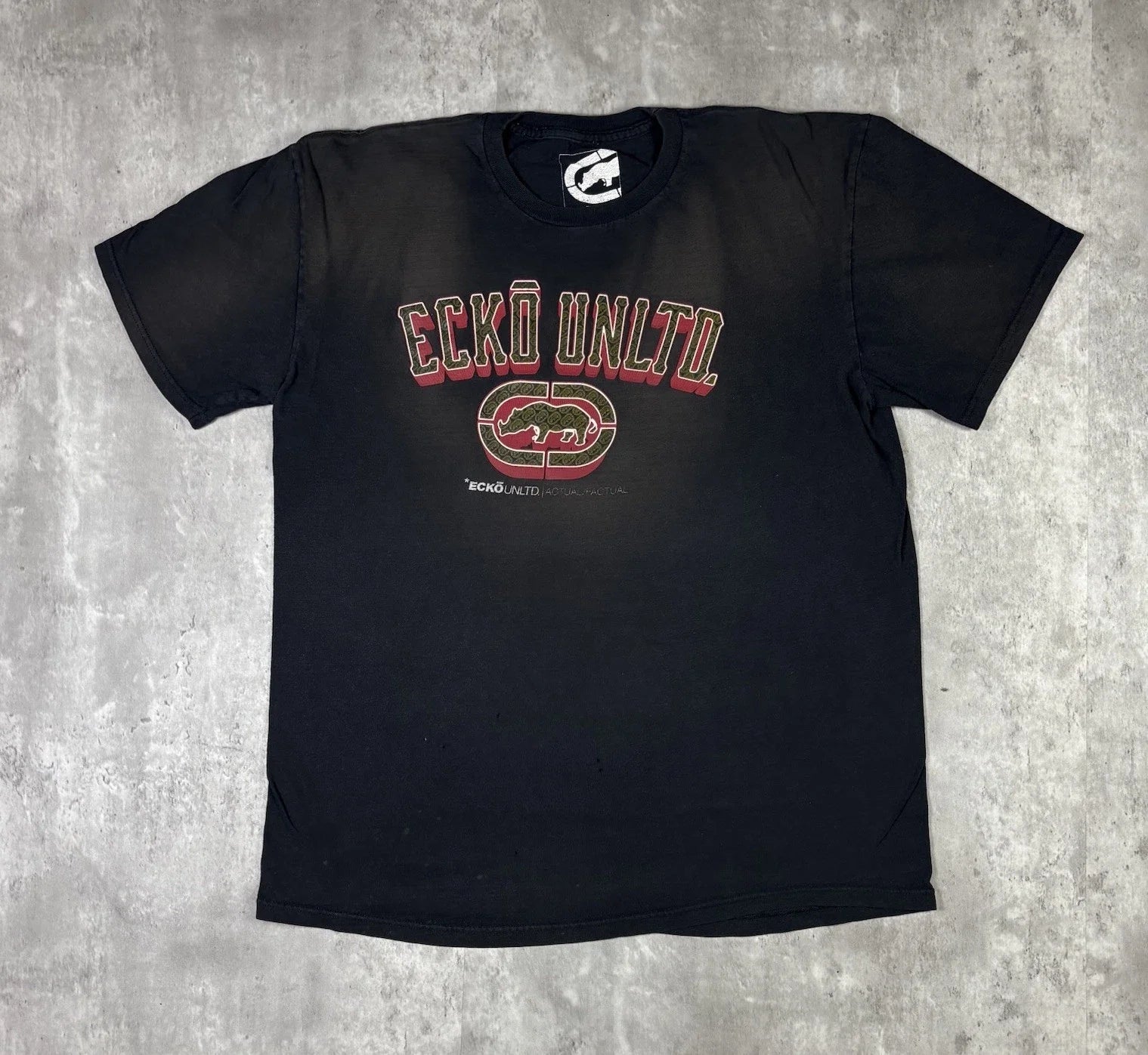 Y2K Ecko Unltd T Shirt Black Sun Faded Distressed Adult size Large Unisex T-shirt, Sweatshirt, Hoodie, Long Sleeve Tee - T-Shirt, Sweatshirt, Hoodie
