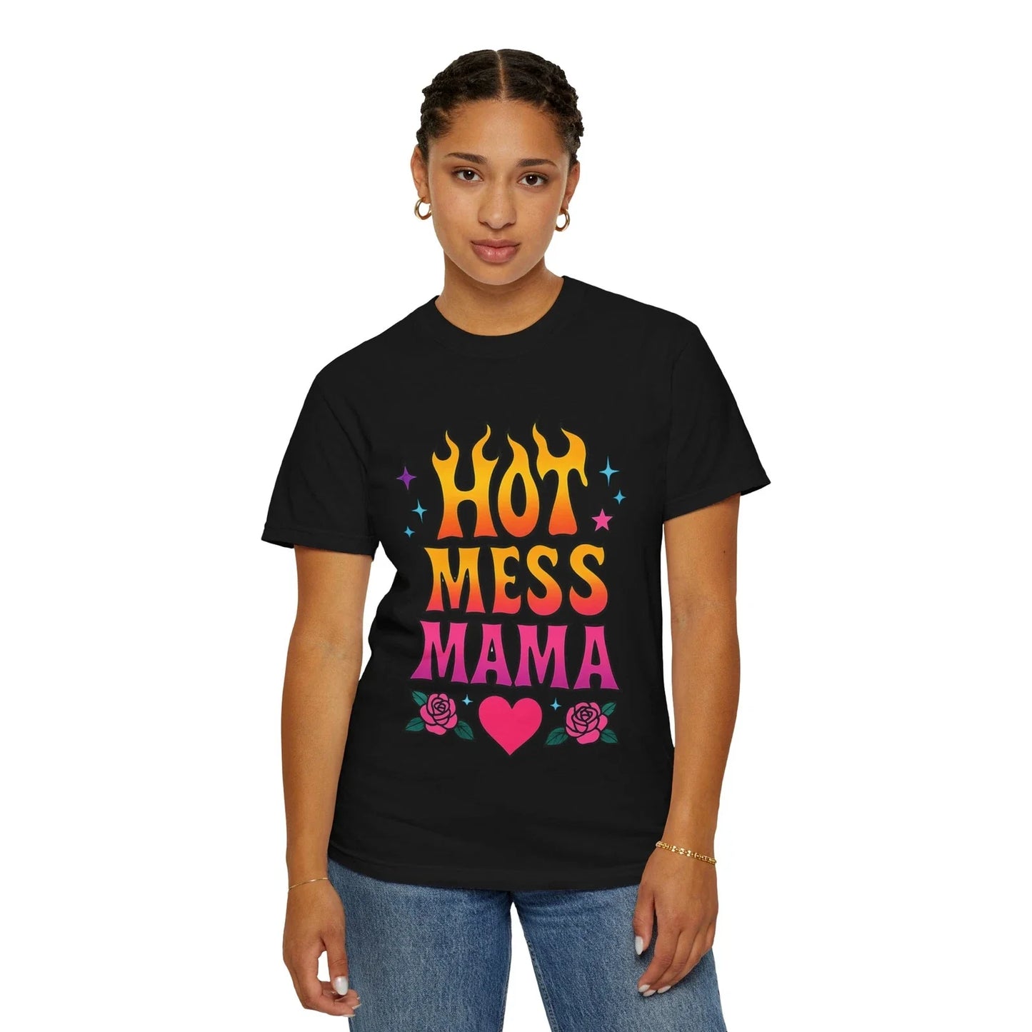 Hot Mess Mama T-Shirt, Mother's day Y2K shirt, gift for mom, funny mom shirt , Unisex T-shirt, Sweatshirt, Hoodie, Long Sleeve Tee - T-Shirt, Sweatshirt, Hoodie
