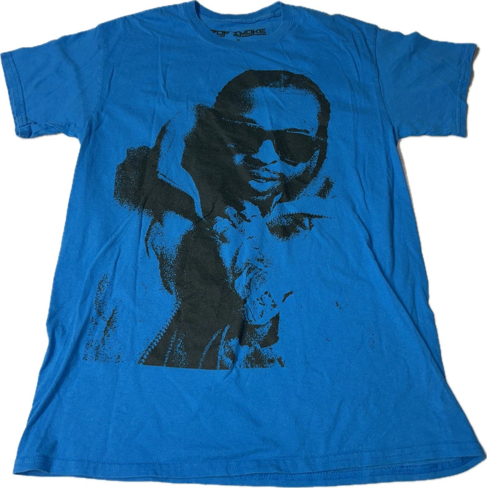 Pop Smoke T Shirt Mens Large L Blue Short Sleeve King of New York Big Face Unisex T-shirt, Sweatshirt, Hoodie, Long Sleeve Tee - T-Shirt, Sweatshirt, Hoodie