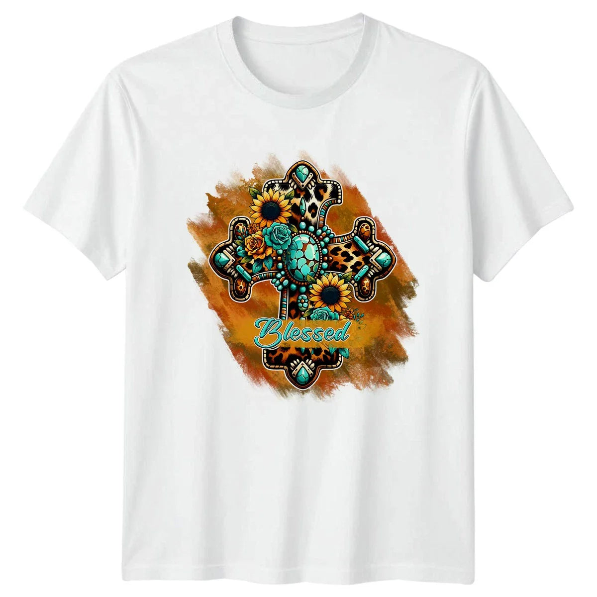 Blessed Womens T-Shirt Western Boho Cross Faith Unisex T-shirt, Sweatshirt, Hoodie, Long Sleeve Tee - T-Shirt, Sweatshirt, Hoodie