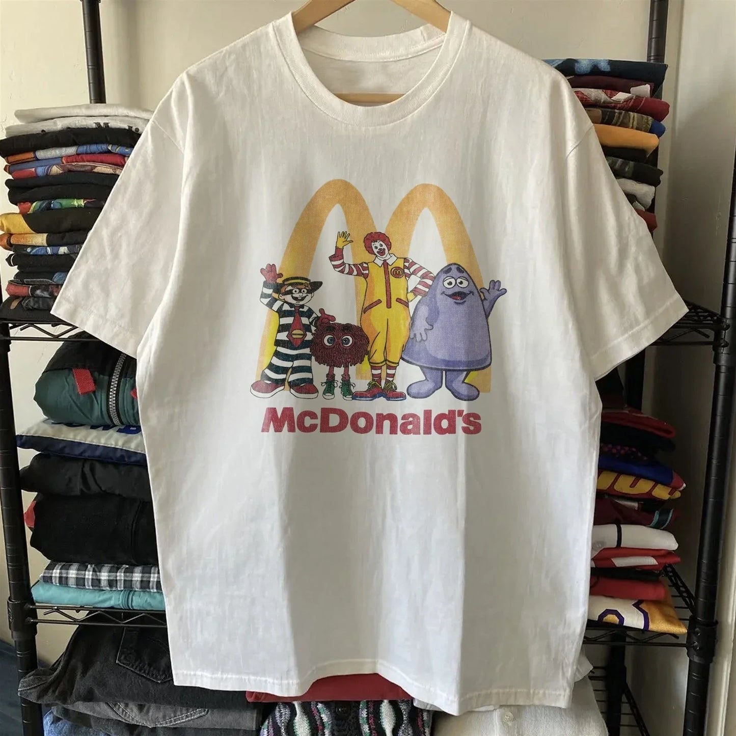90s Mcdonalds Family Washed T-Shirt White L Unisex T-shirt, Sweatshirt, Hoodie, Long Sleeve Tee - T-Shirt, Sweatshirt, Hoodie
