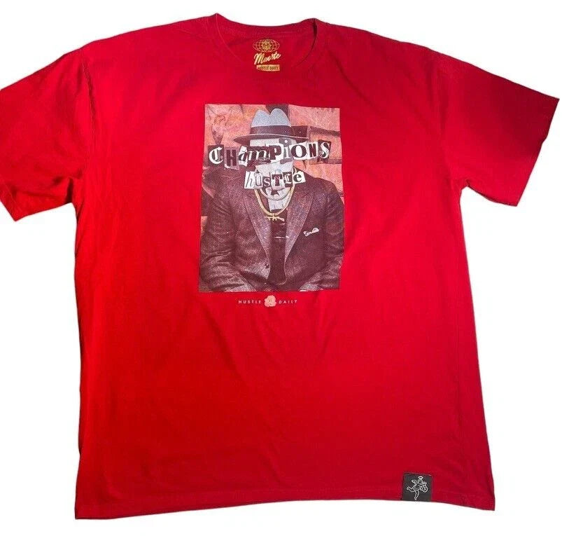 Muerte Hustle Daily Champions Graphic T-Shirt 3XL Red Hip Hop Streetwear Mens Unisex T-shirt, Sweatshirt, Hoodie, Long Sleeve Tee - T-Shirt, Sweatshirt, Hoodie