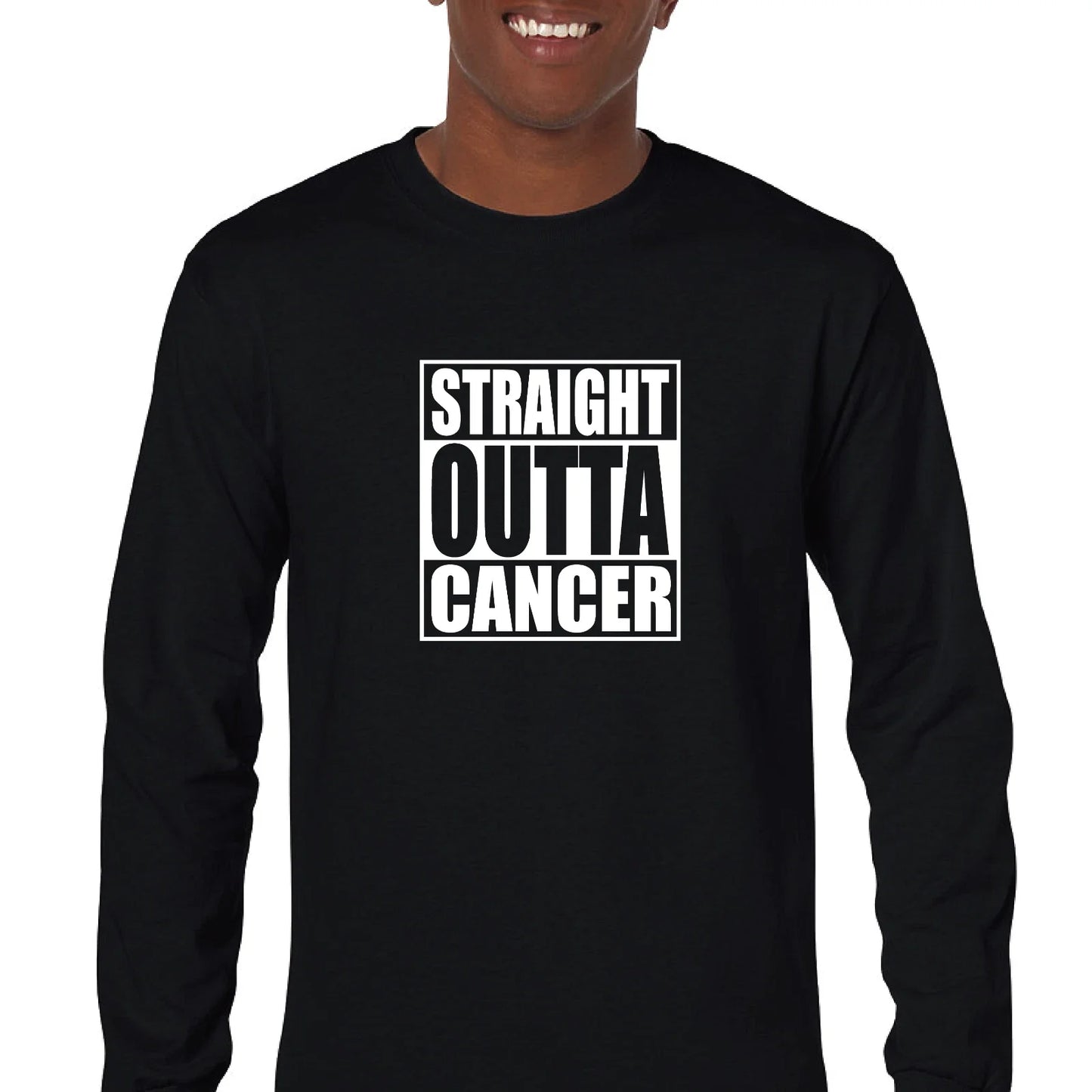 Straight Outta Cancer Survivor Cancer Sucks Mens Cotton Long Sleeve T-shirt Unisex T-shirt, Sweatshirt, Hoodie, Long Sleeve Tee - T-Shirt, Sweatshirt, Hoodie