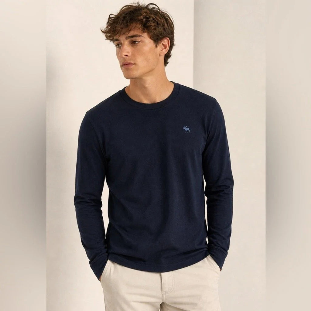 Abercrombie & Fitch Navy Long Sleeve Muscle Tee L Classic Minimalist Logo Shirt Unisex T-shirt, Sweatshirt, Hoodie, Long Sleeve Tee - T-Shirt, Sweatshirt, Hoodie