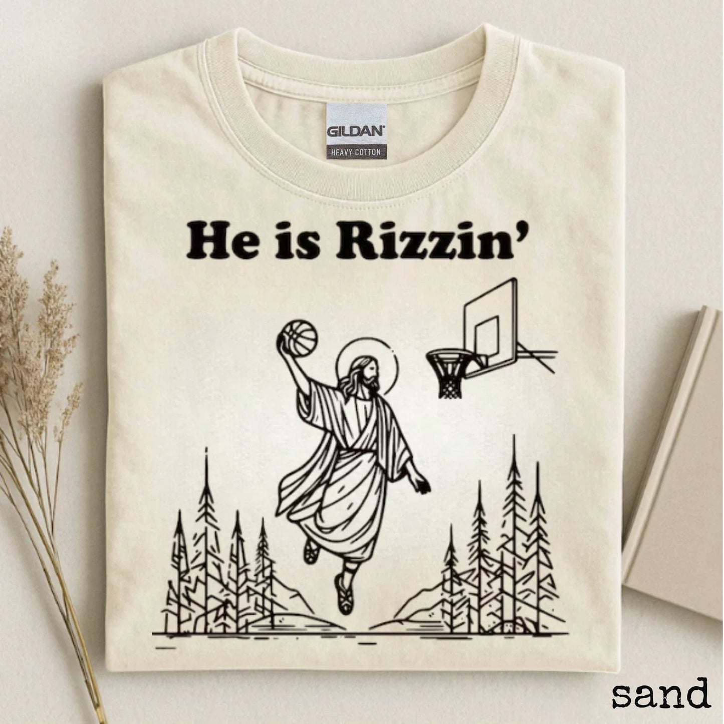 He is Rizzin Christian Tee Funny Jesus Playing Basketball Meme Shirt For Kids Unisex T-shirt, Sweatshirt, Hoodie, Long Sleeve Tee - T-Shirt, Sweatshirt, Hoodie
