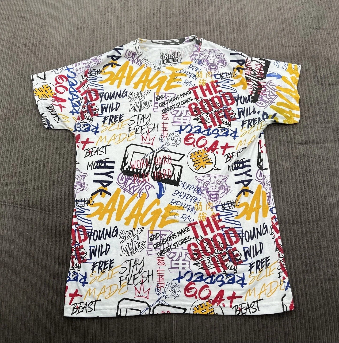 Fresh Laundry Graffiti Style T-Shirt Adult Large Multi-Color Streetwear Men. Unisex T-shirt, Sweatshirt, Hoodie, Long Sleeve Tee - T-Shirt, Sweatshirt, Hoodie