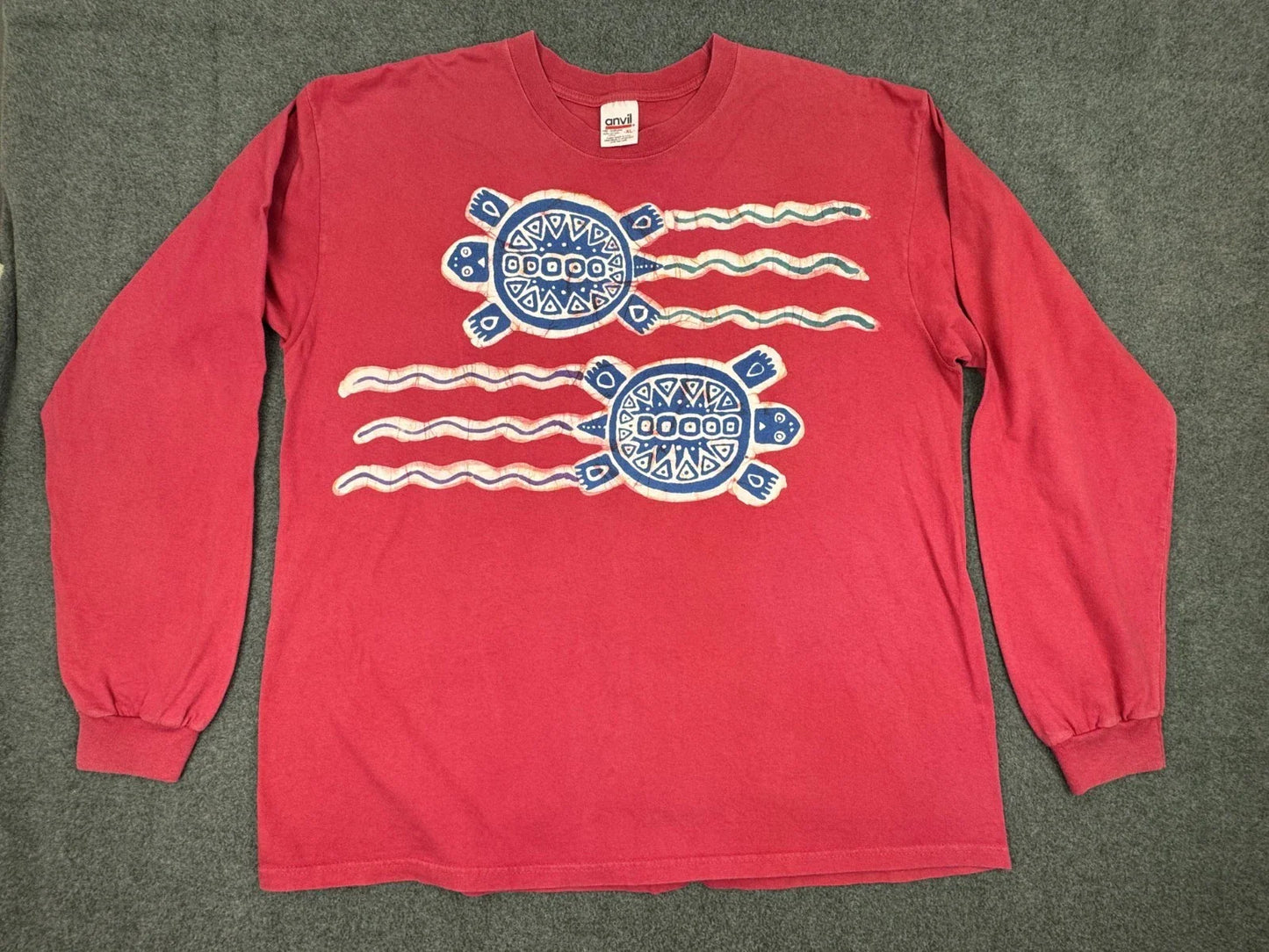 Vintage Turtle Graphic Shirt Mens XL Red Long Sleeve Beach Distressed 90s Y2K Unisex T-shirt, Sweatshirt, Hoodie, Long Sleeve Tee - T-Shirt, Sweatshirt, Hoodie