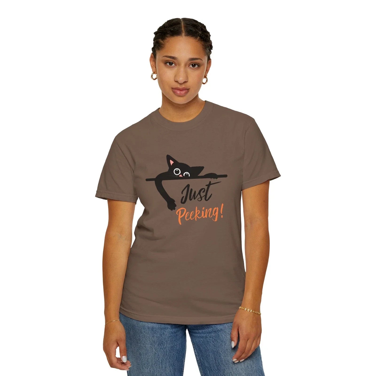 Just Peeking! Cat Lover's Unisex Garment-Dyed T-Shirt, Fun Cat Tee, Gift [...] Unisex T-shirt, Sweatshirt, Hoodie, Long Sleeve Tee - T-Shirt, Sweatshirt, Hoodie