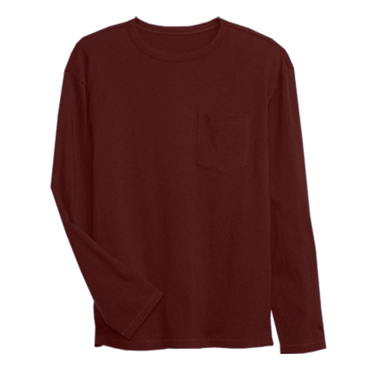 Mens Long Sleeve T-Shirt Plain Crew Round Neck Casual 100% Cotton Pocket Tee Top Unisex T-shirt, Sweatshirt, Hoodie, Long Sleeve Tee - T-Shirt, Sweatshirt, Hoodie
