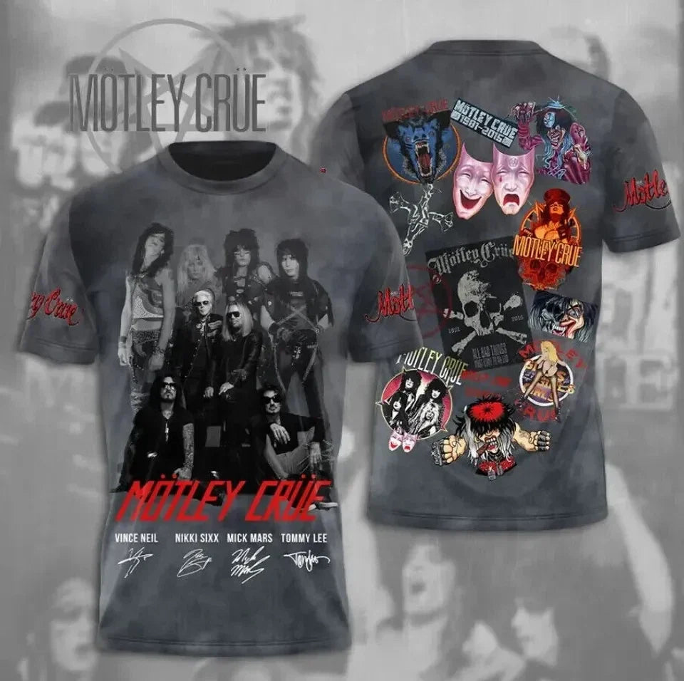 Motley Crue Band Music Tshirt Short Sleeve 3D All Over Print T Shirt S-5XL Unisex T-shirt, Sweatshirt, Hoodie, Long Sleeve Tee - T-Shirt, Sweatshirt, Hoodie