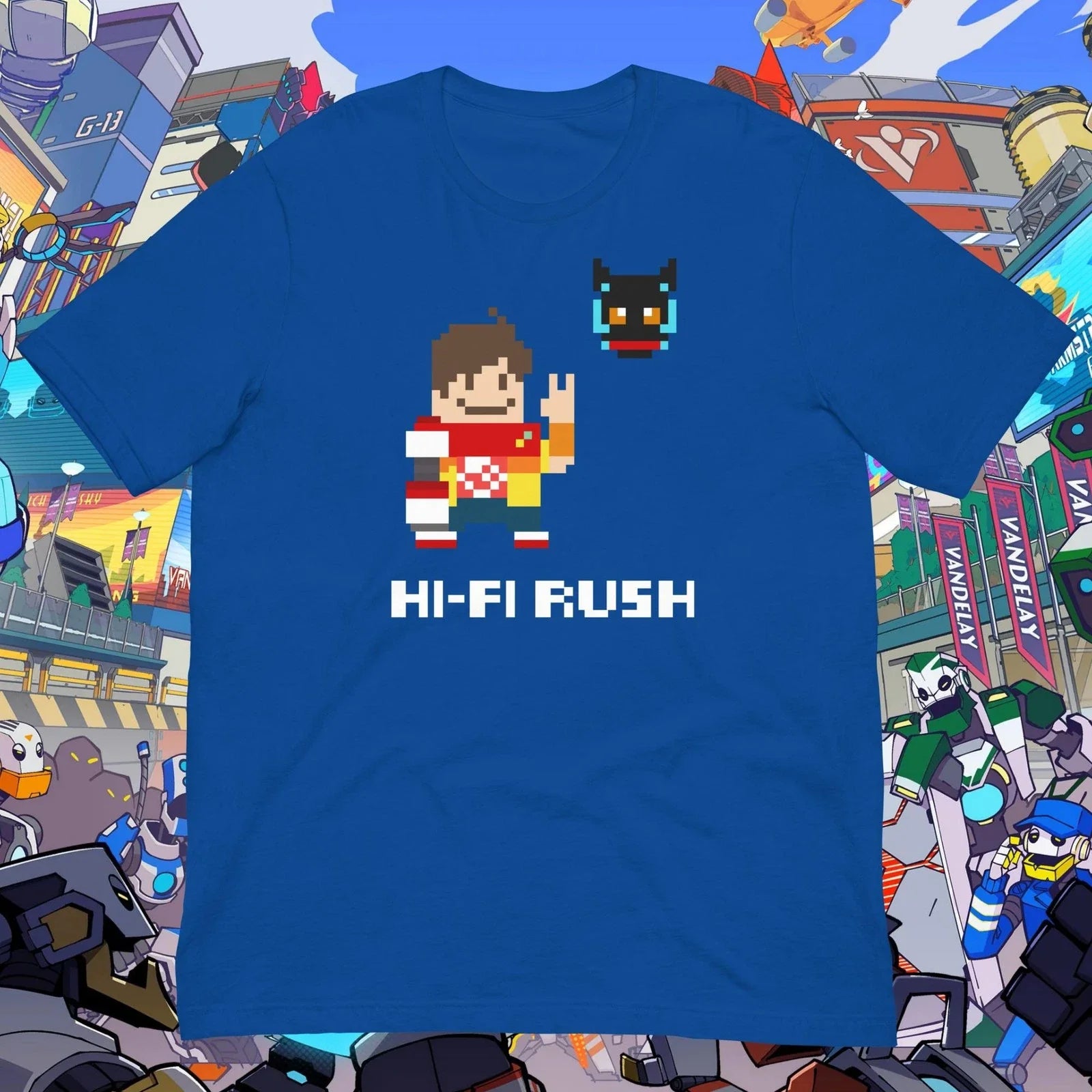 Hi-Fi Rush Chai Cosplay Pixel Art Shirt Unisex T-shirt, Sweatshirt, Hoodie, Long Sleeve Tee - T-Shirt, Sweatshirt, Hoodie