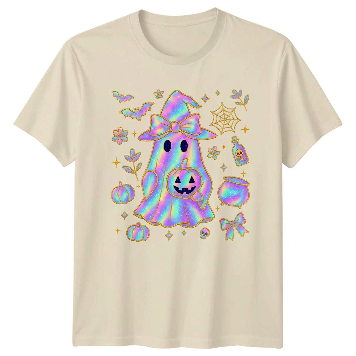 Halloween Iridescent Ghost Bundle Womens T-Shirt Pastel Goth Halloween Unisex T-shirt, Sweatshirt, Hoodie, Long Sleeve Tee - T-Shirt, Sweatshirt, Hoodie