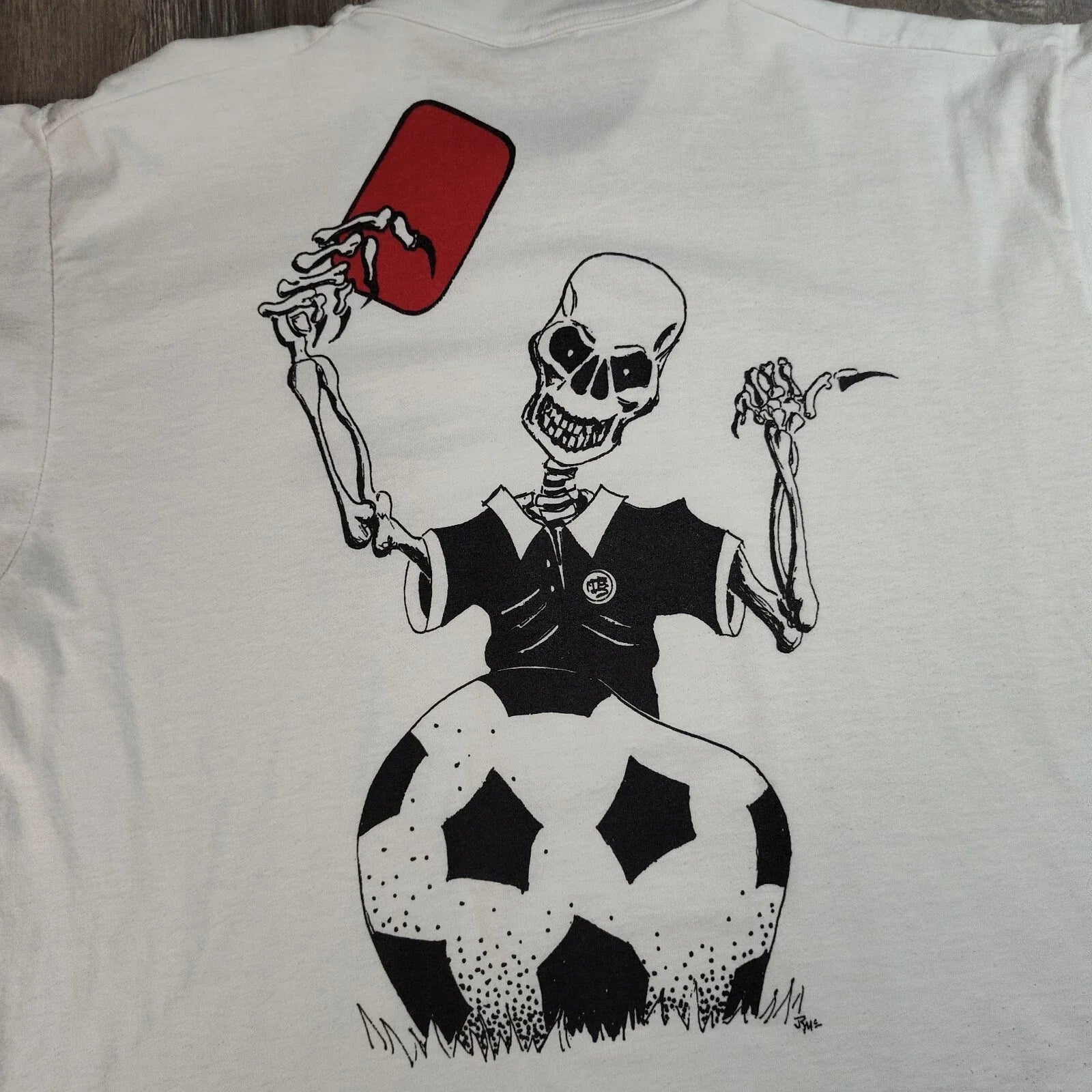Vtg Red Card Skeleton Soccer Graphic Mullet Tee T Shirt M Na Large 90s Fotl USA Unisex T-shirt, Sweatshirt, Hoodie, Long Sleeve Tee - T-Shirt, Sweatshirt, Hoodie