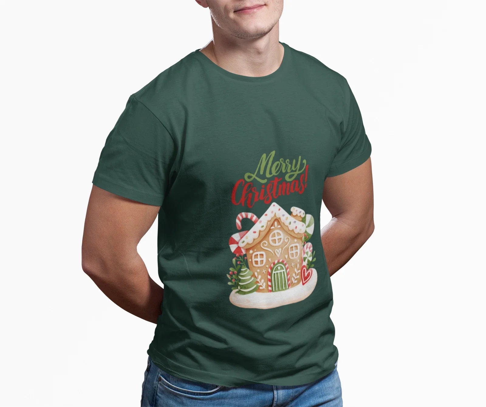 Merry Christmas Gingerbread House Tee, Holiday T-Shirt, Unisex Cotton Gift Unisex T-shirt, Sweatshirt, Hoodie, Long Sleeve Tee - T-Shirt, Sweatshirt, Hoodie