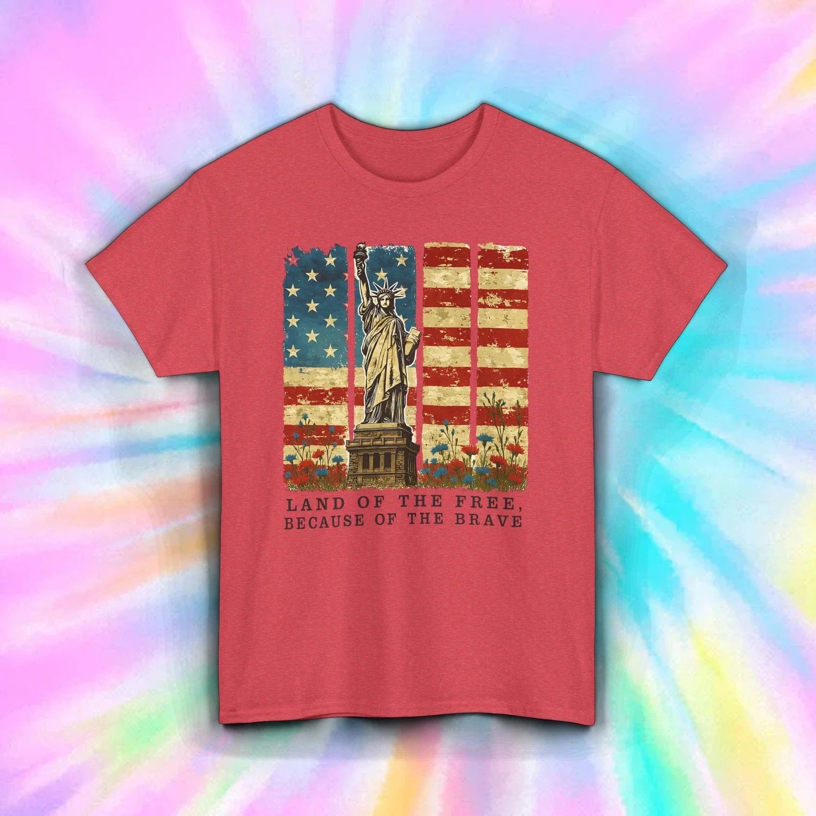 Land of the Free Shirt Statue Liberty USA Flag Patriotic Freedom Tee S-5XL Unisex T-shirt, Sweatshirt, Hoodie, Long Sleeve Tee - T-Shirt, Sweatshirt, Hoodie