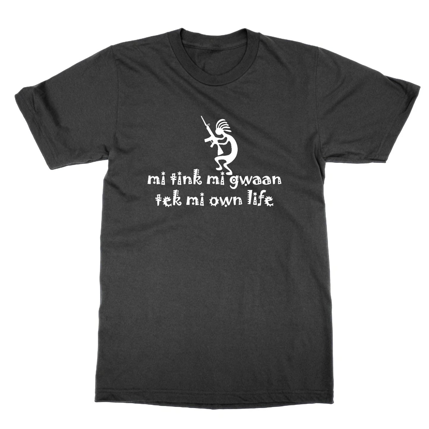 T-Shirt Col Rond Noir Coton Mi Tink Mi Gwaan Tek Impression Fun Meme Unisex T-shirt, Sweatshirt, Hoodie, Long Sleeve Tee - T-Shirt, Sweatshirt, Hoodie