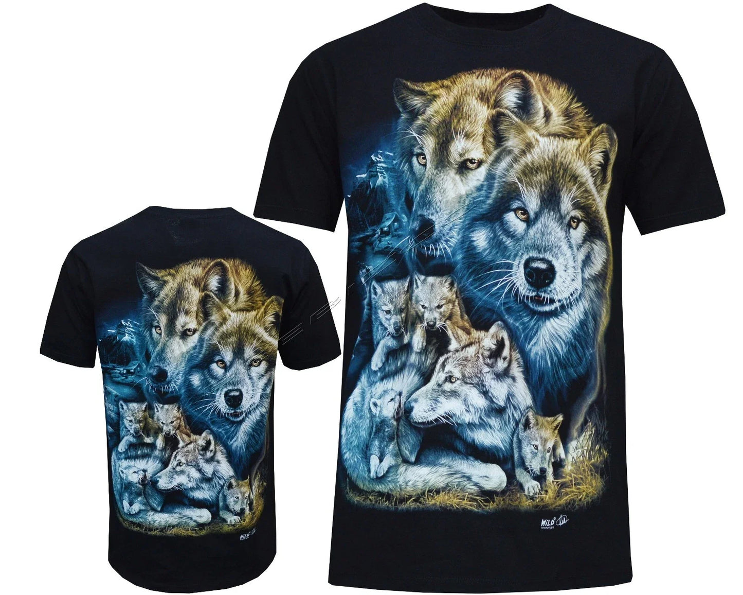 Wolf Pack Biker Native American Indian Animal T Shirt, Front & Back Print M-3XL Unisex T-shirt, Sweatshirt, Hoodie, Long Sleeve Tee - T-Shirt, Sweatshirt, Hoodie