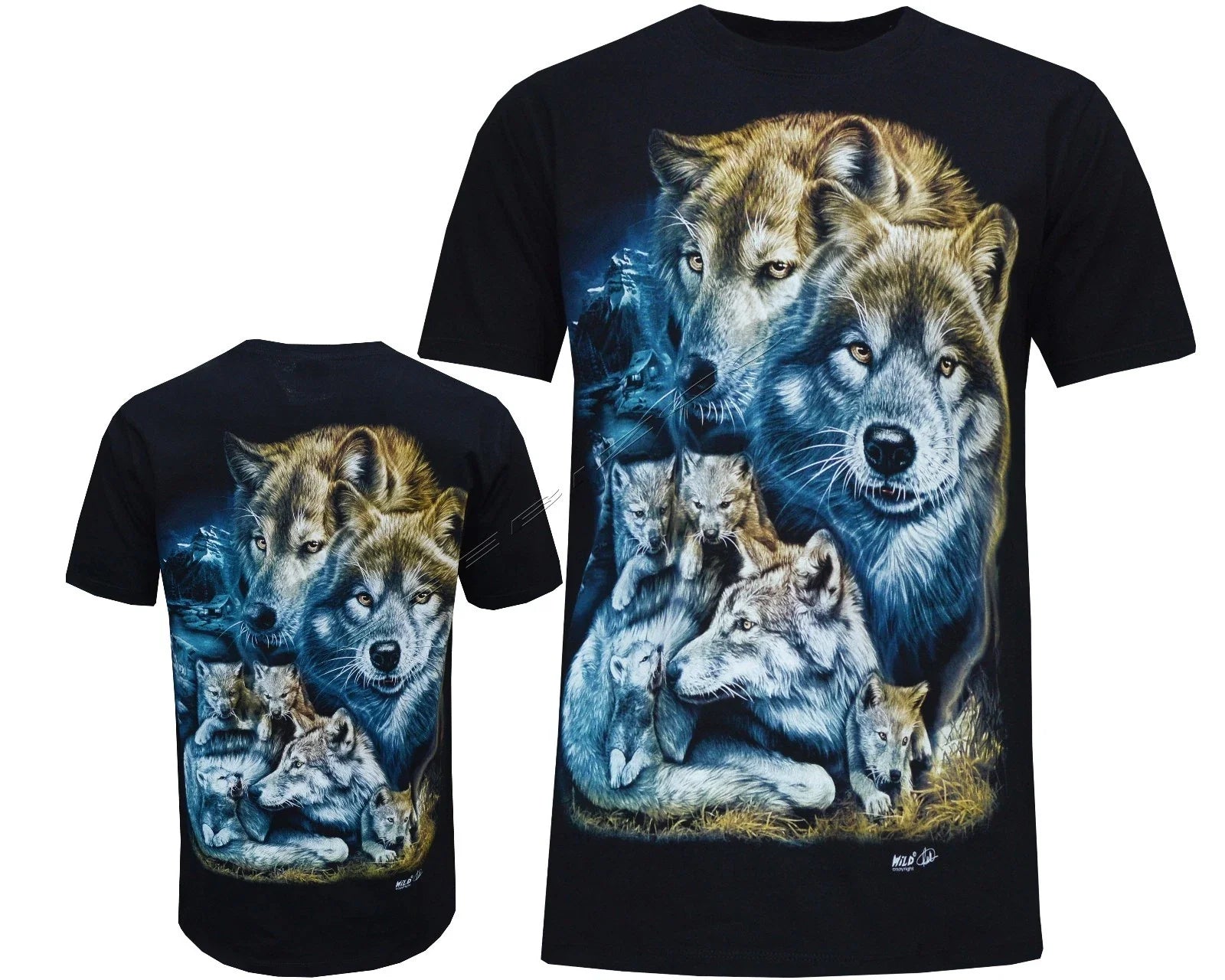 Wolf Pack Biker Native American Indian Animal T Shirt, Front & Back Print M-3XL Unisex T-shirt, Sweatshirt, Hoodie, Long Sleeve Tee - T-Shirt, Sweatshirt, Hoodie