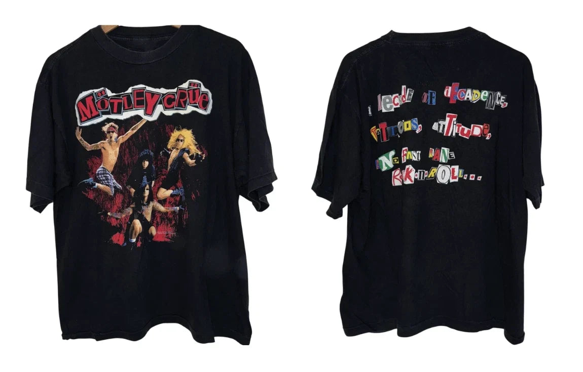 Vintage 90s 1991 Motley Crue Decade of Decadence T-Shirt, Black Unisex T-shirt, Sweatshirt, Hoodie, Long Sleeve Tee - T-Shirt, Sweatshirt, Hoodie