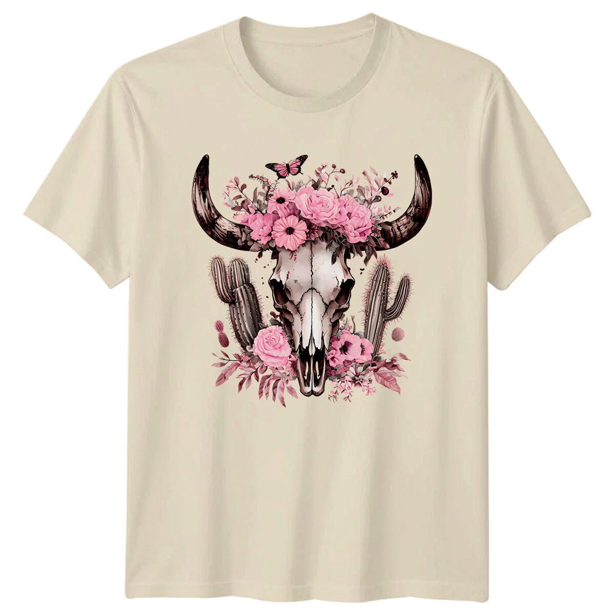 Floral Bull Skull Animals Mens T-Shirt Womens Tee Graphic Top Unisex Unisex T-shirt, Sweatshirt, Hoodie, Long Sleeve Tee - T-Shirt, Sweatshirt, Hoodie