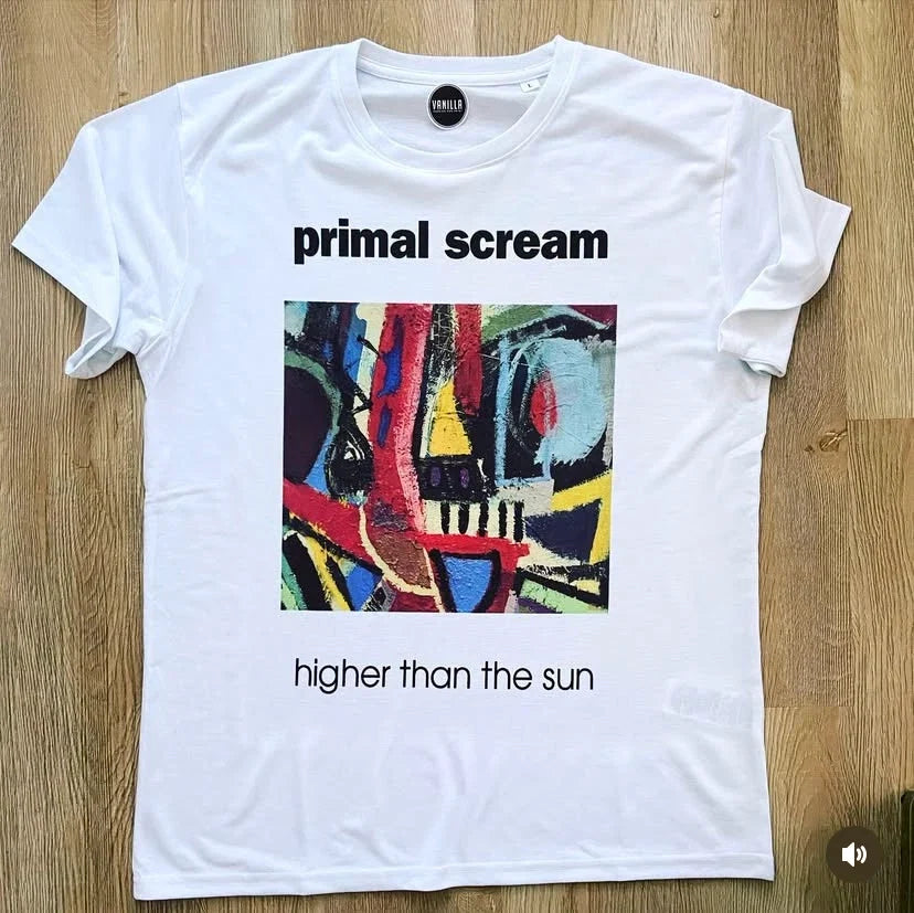 Primal Scream - Tshirt. Sonic Flower, Higher Than The Sun. Unofficial. Rare Unisex T-shirt, Sweatshirt, Hoodie, Long Sleeve Tee - T-Shirt, Sweatshirt, Hoodie