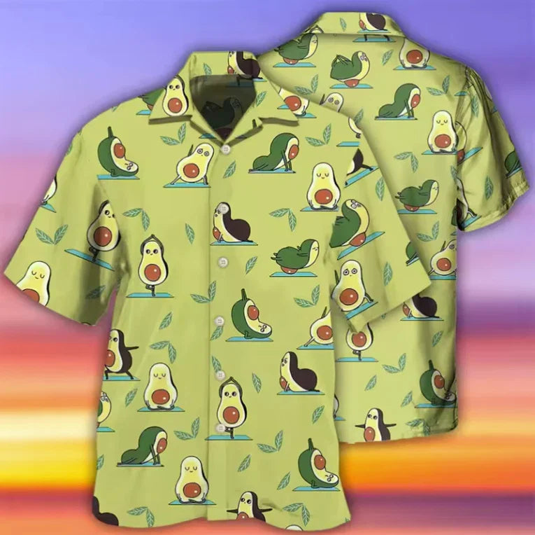 Mens Button Down Shirts Funny Avocado Fruit Printed Hawaiian Tops Novelty Ugly Unisex T-shirt, Sweatshirt, Hoodie, Long Sleeve Tee - T-Shirt, Sweatshirt, Hoodie