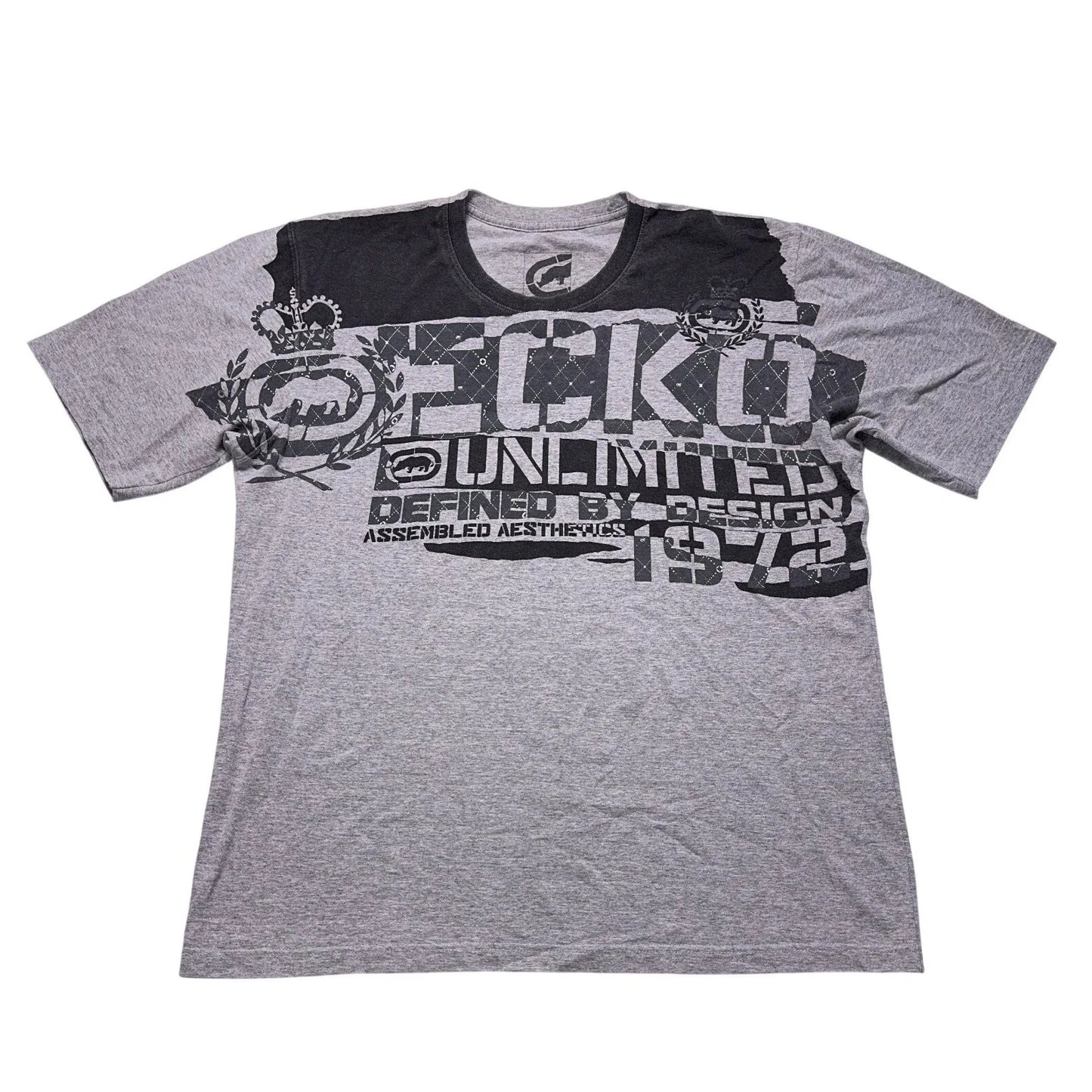 Vintage Ecko Unltd MMA Graffiti T-Shirt Mens 3XL Gray Skull Oversized Y2K Unisex T-shirt, Sweatshirt, Hoodie, Long Sleeve Tee - T-Shirt, Sweatshirt, Hoodie