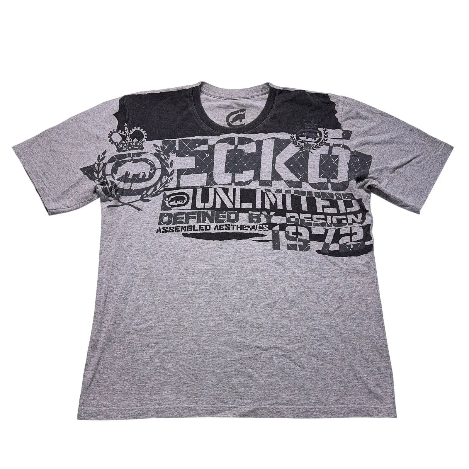 Vintage Ecko Unltd MMA Graffiti T-Shirt Mens 3XL Gray Skull Oversized Y2K Unisex T-shirt, Sweatshirt, Hoodie, Long Sleeve Tee - T-Shirt, Sweatshirt, Hoodie