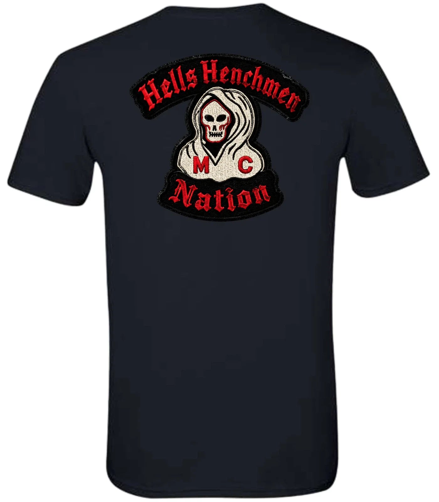 Hells Henchmen Mc Nation Bottom Rocker Black Crew Neck Short Sleeve T-Shirt Unisex T-shirt, Sweatshirt, Hoodie, Long Sleeve Tee - T-Shirt, Sweatshirt, Hoodie
