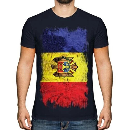 Moldawien Grunge Flagge Herren T-Shirt Moldovan Hemd Fuball Trikot Geschenk Unisex T-shirt, Sweatshirt, Hoodie, Long Sleeve Tee - T-Shirt, Sweatshirt, Hoodie
