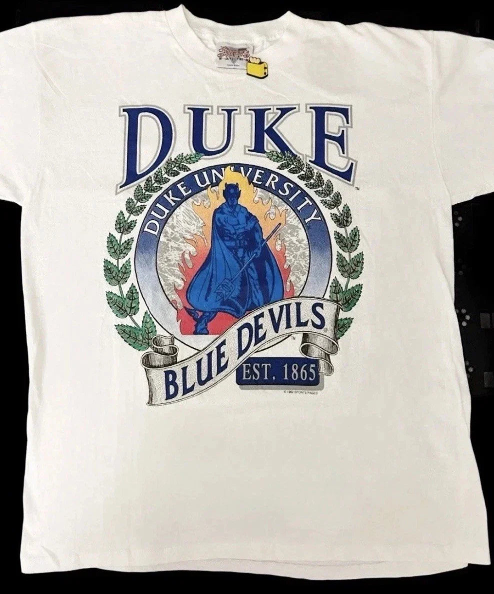 Vintage 1992 Duke University Blue Devils NWT Sports Pages XL 90s T-Shirt NCAA Unisex T-shirt, Sweatshirt, Hoodie, Long Sleeve Tee - T-Shirt, Sweatshirt, Hoodie