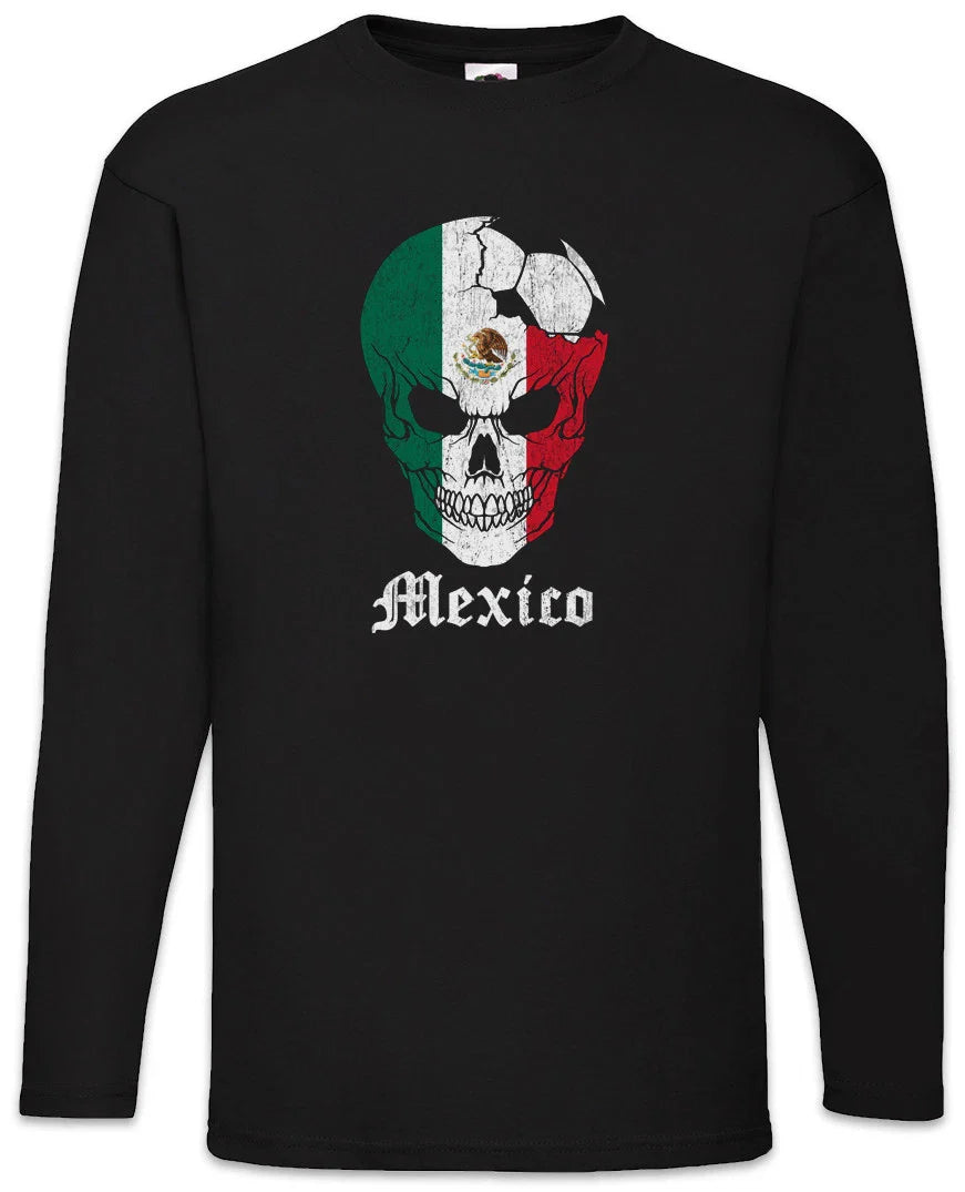 Mexico Football Skull I Men Long Sleeve T-Shirt mexican Soccer Flag World Unisex T-shirt, Sweatshirt, Hoodie, Long Sleeve Tee - T-Shirt, Sweatshirt, Hoodie