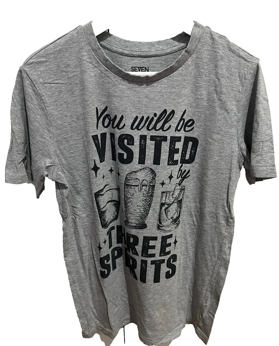 Crew Neck Gray Beer You will be visited three Sprits Top T Shirt Unisex M NEW Unisex T-shirt, Sweatshirt, Hoodie, Long Sleeve Tee - T-Shirt, Sweatshirt, Hoodie