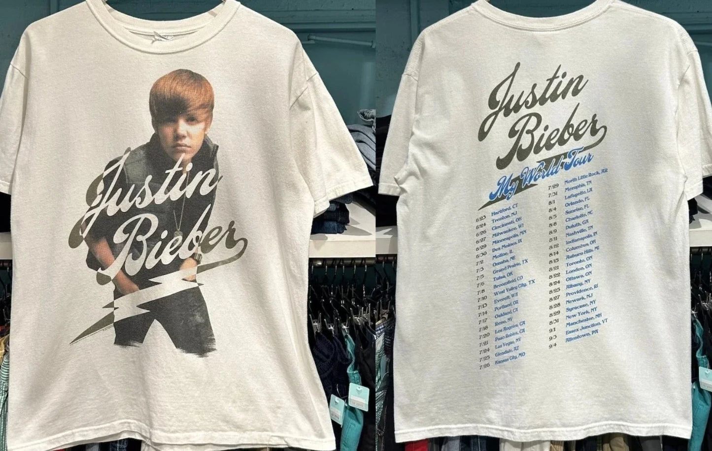 2010 Justin Bieber My World Tour 2 Sided T Shirt, 2 sided t-shirt Unisex T-shirt, Sweatshirt, Hoodie, Long Sleeve Tee - T-Shirt, Sweatshirt, Hoodie