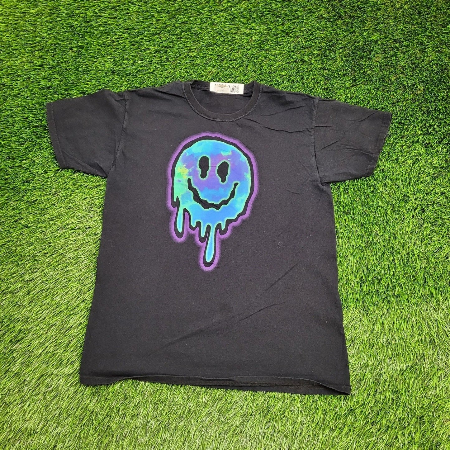 Vintage Y2K Dripping Smiley Emoji Shirt Medium 19x25 Neon Unisex T-shirt, Sweatshirt, Hoodie, Long Sleeve Tee - T-Shirt, Sweatshirt, Hoodie