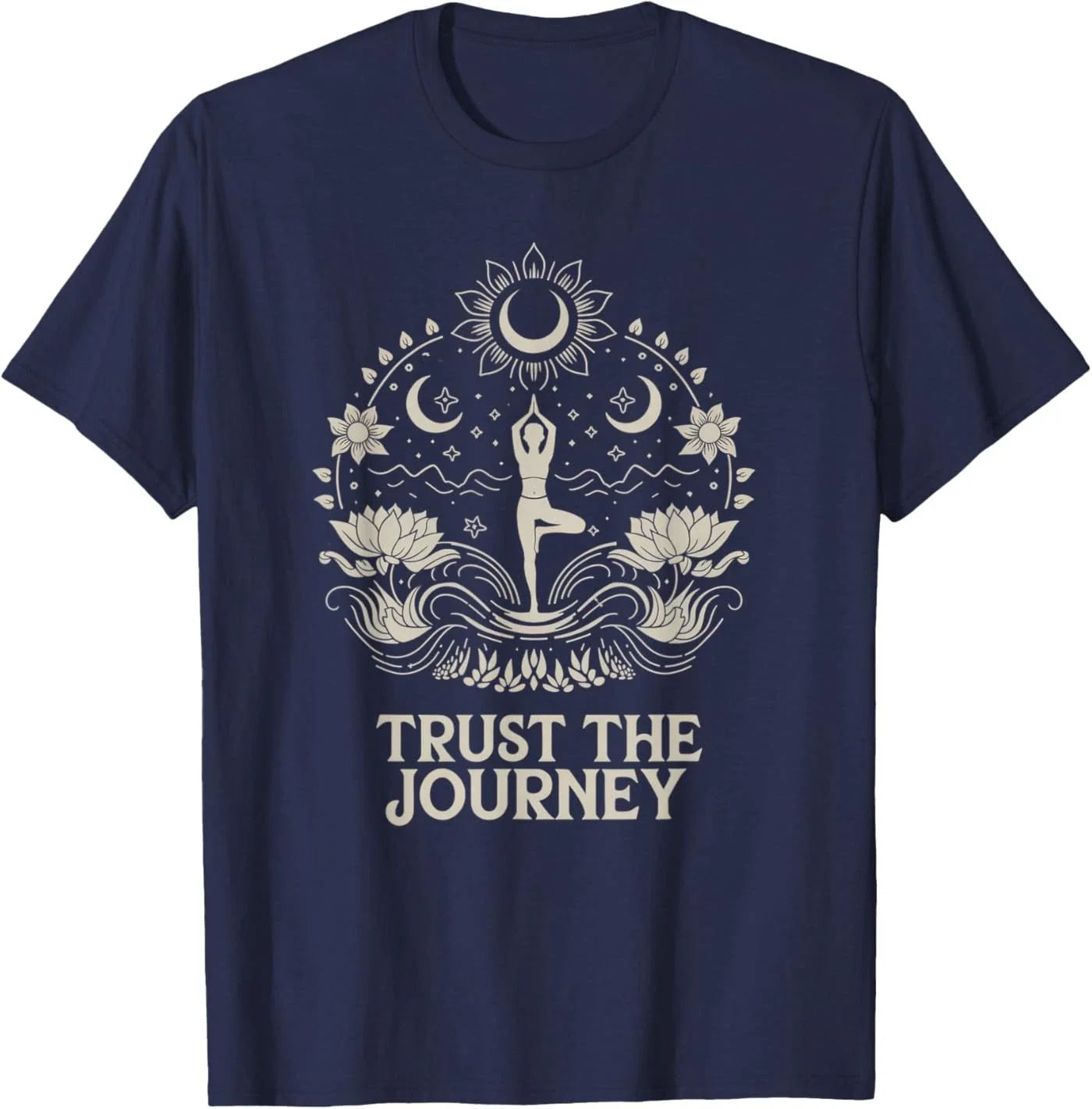 Trust The Journey Yoga Spiritual Boho Lotus Moon T-Shirt Unisex T-shirt, Sweatshirt, Hoodie, Long Sleeve Tee - T-Shirt, Sweatshirt, Hoodie