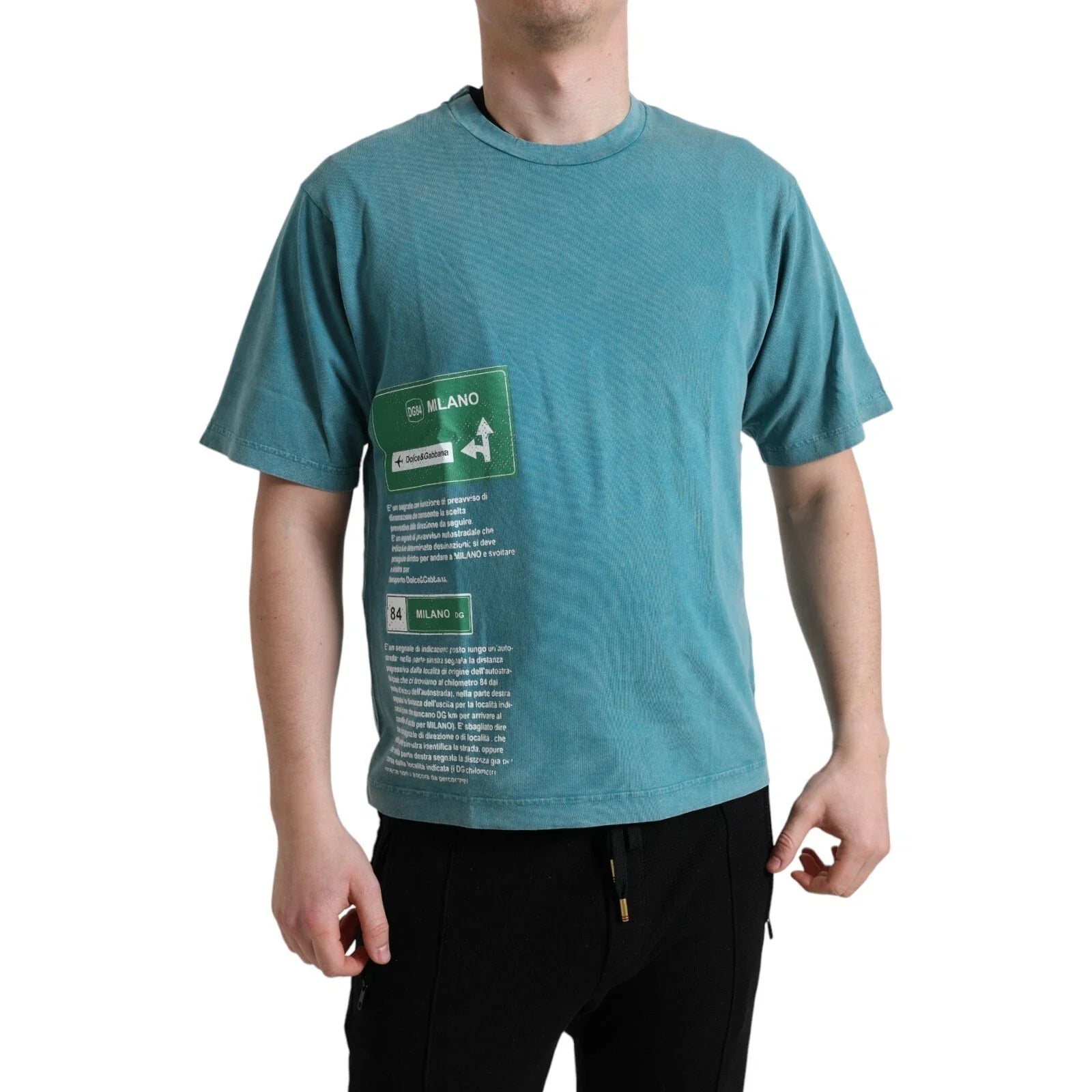 DOLCE & GABBANA T-shirt Blue Cotton Milano Street Round Neck IT44/US34/XS 680usd Unisex T-shirt, Sweatshirt, Hoodie, Long Sleeve Tee - T-Shirt, Sweatshirt, Hoodie