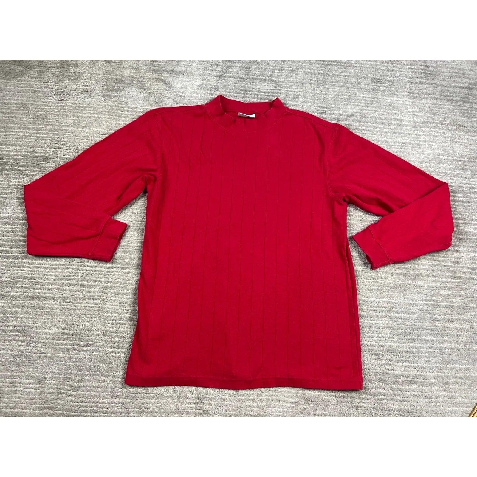 Ivy Crew Shirt Mens XL Red Mock Neck Long Sleeve Vertical Ribbed Knit Casual Unisex T-shirt, Sweatshirt, Hoodie, Long Sleeve Tee - T-Shirt, Sweatshirt, Hoodie