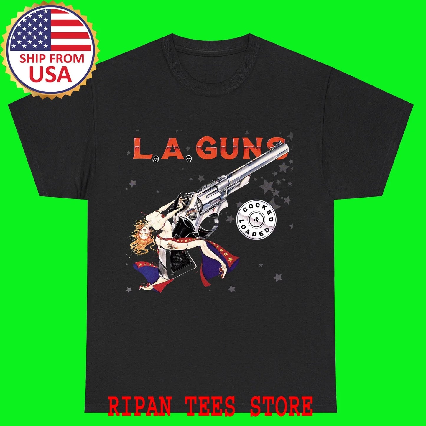 L.A. GUNS Cocked n Loaded Black Size S - 5XL Unisex T-shirt, Sweatshirt, Hoodie, Long Sleeve Tee - T-Shirt, Sweatshirt, Hoodie