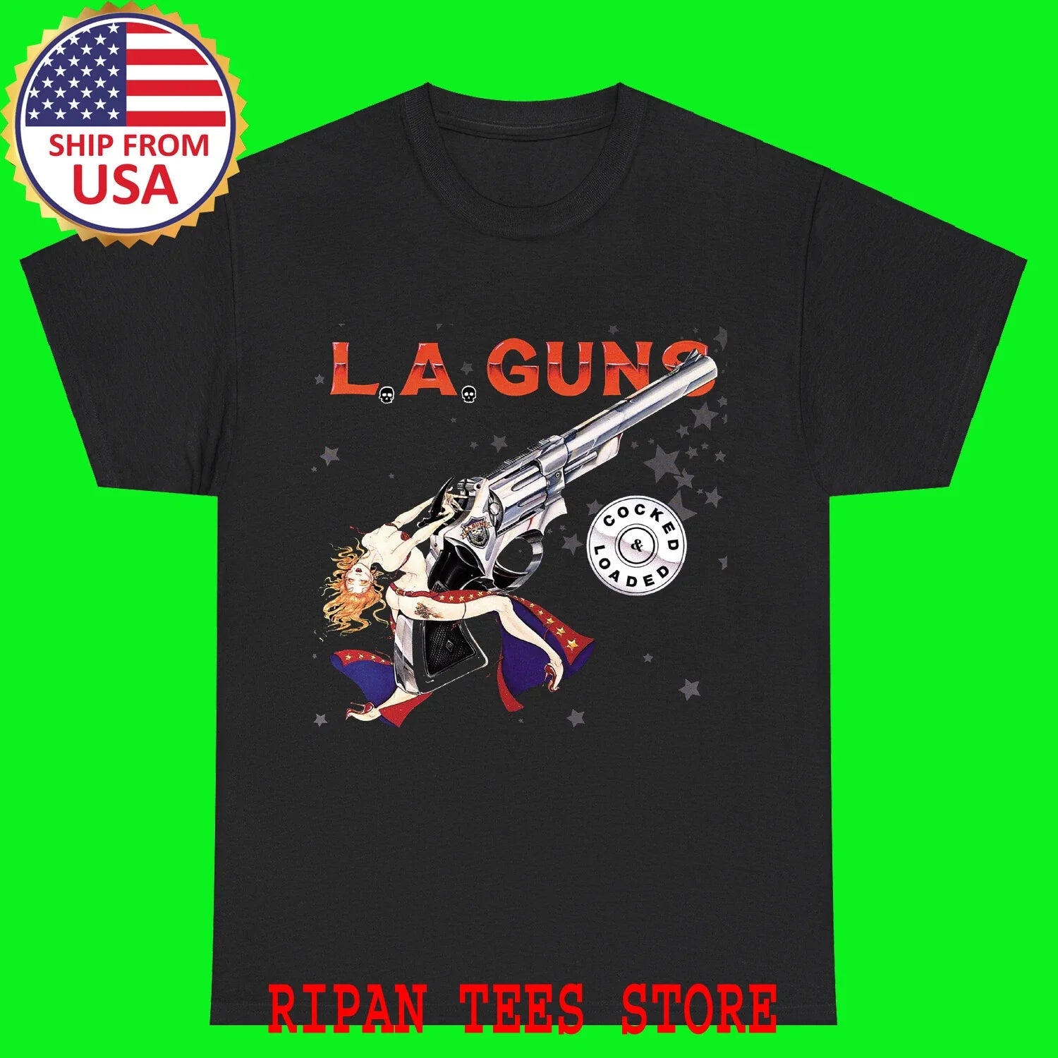 L.A. GUNS Cocked n Loaded Black Size S - 5XL Unisex T-shirt, Sweatshirt, Hoodie, Long Sleeve Tee - T-Shirt, Sweatshirt, Hoodie